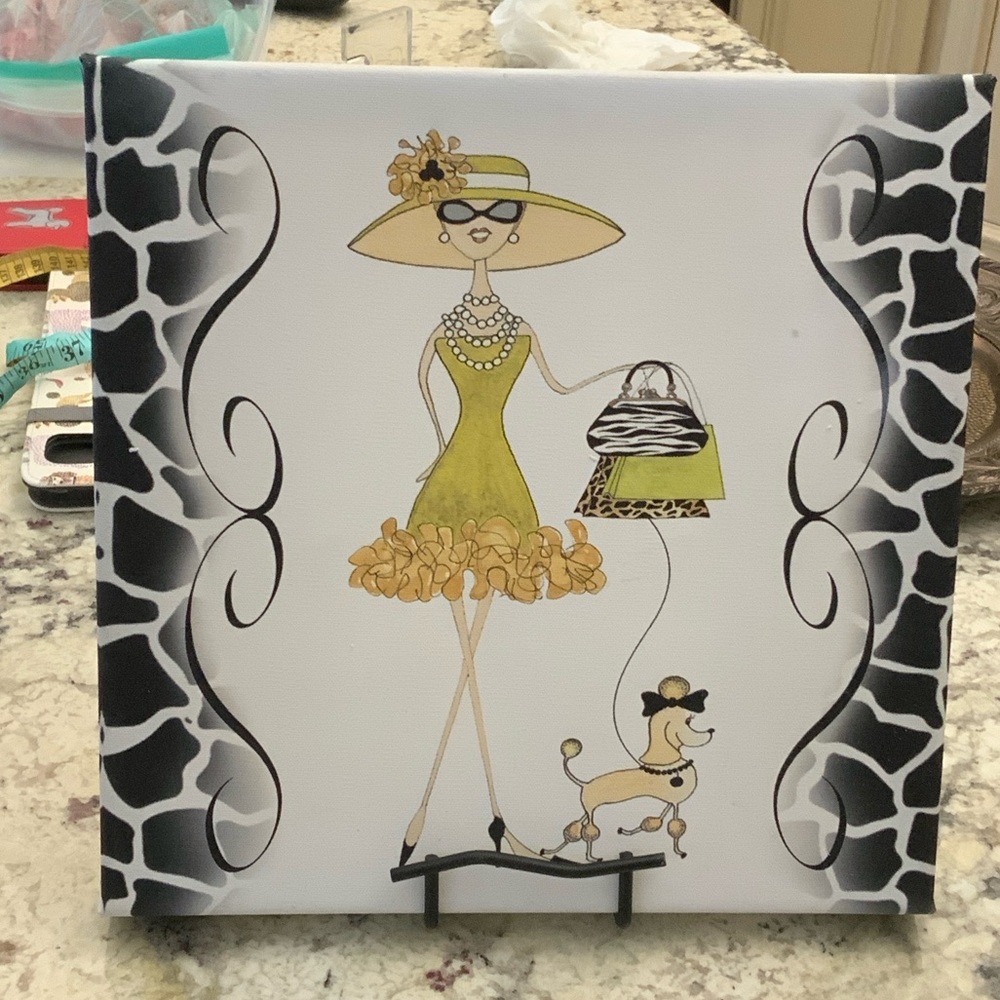 Chic Fashion Canvas Art with Poodle